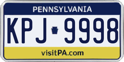 PA license plate KPJ9998