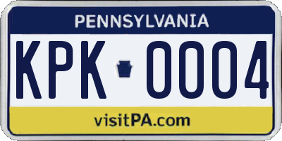 PA license plate KPK0004