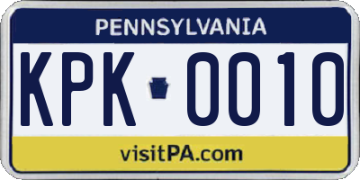 PA license plate KPK0010
