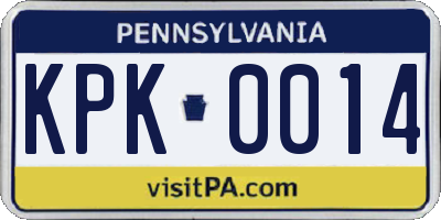 PA license plate KPK0014