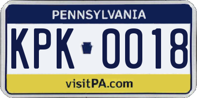 PA license plate KPK0018