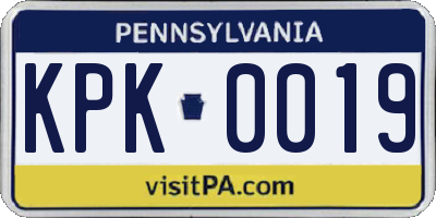PA license plate KPK0019