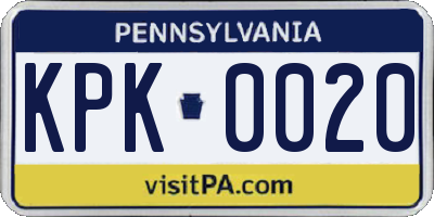 PA license plate KPK0020