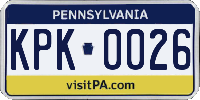 PA license plate KPK0026