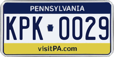PA license plate KPK0029