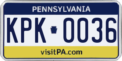 PA license plate KPK0036
