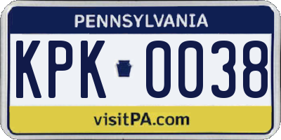 PA license plate KPK0038