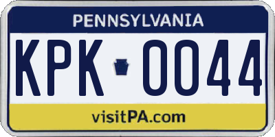 PA license plate KPK0044