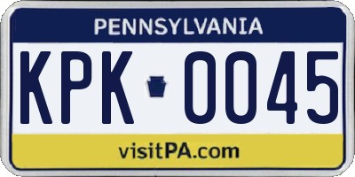 PA license plate KPK0045