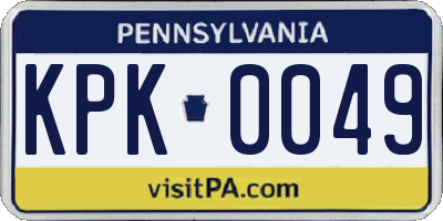 PA license plate KPK0049