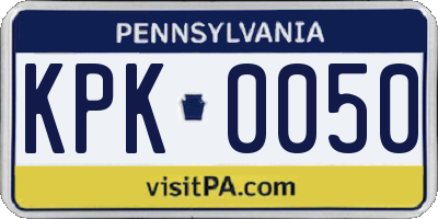 PA license plate KPK0050