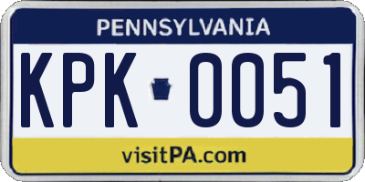 PA license plate KPK0051
