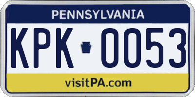 PA license plate KPK0053
