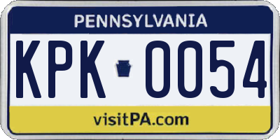 PA license plate KPK0054