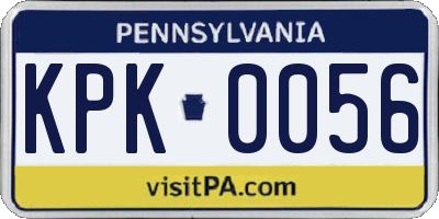 PA license plate KPK0056
