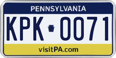 PA license plate KPK0071
