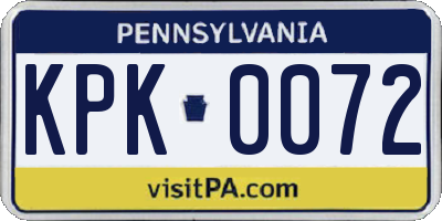 PA license plate KPK0072