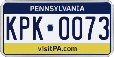 PA license plate KPK0073