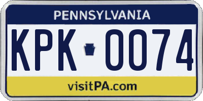 PA license plate KPK0074