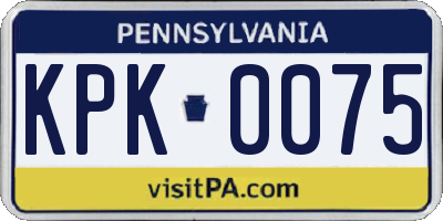 PA license plate KPK0075