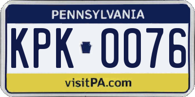PA license plate KPK0076
