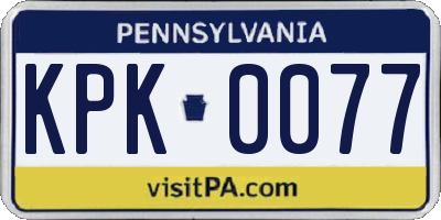 PA license plate KPK0077