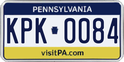 PA license plate KPK0084