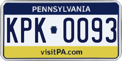 PA license plate KPK0093