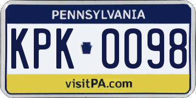 PA license plate KPK0098
