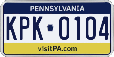 PA license plate KPK0104