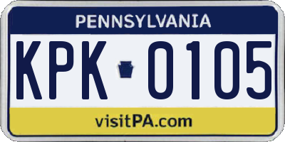 PA license plate KPK0105