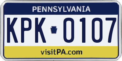 PA license plate KPK0107