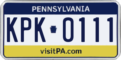 PA license plate KPK0111