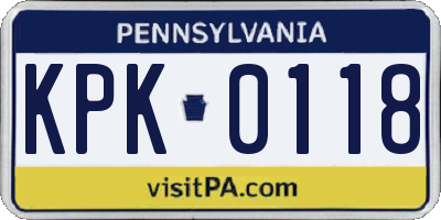 PA license plate KPK0118