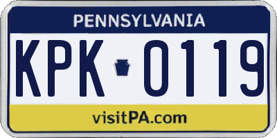 PA license plate KPK0119