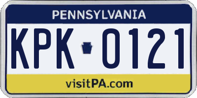 PA license plate KPK0121