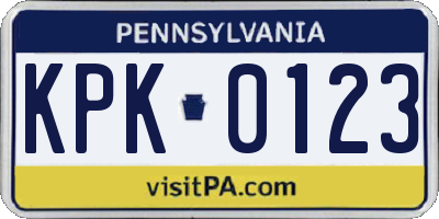 PA license plate KPK0123