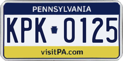 PA license plate KPK0125