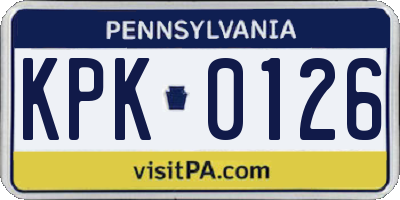 PA license plate KPK0126