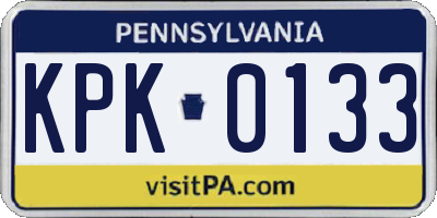 PA license plate KPK0133