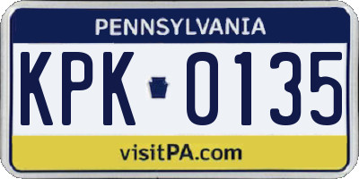 PA license plate KPK0135
