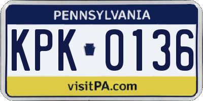 PA license plate KPK0136