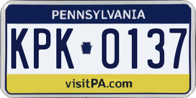 PA license plate KPK0137