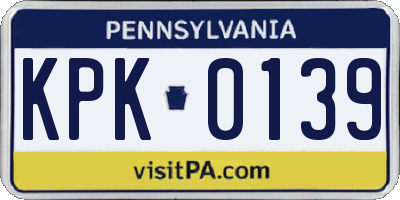 PA license plate KPK0139