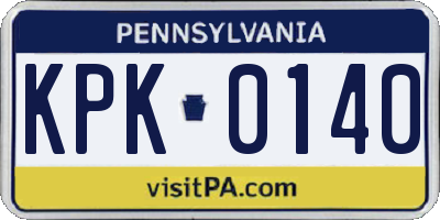 PA license plate KPK0140
