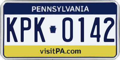 PA license plate KPK0142