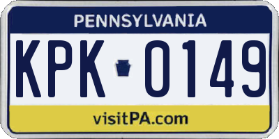 PA license plate KPK0149