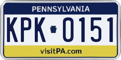 PA license plate KPK0151