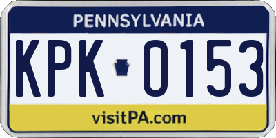 PA license plate KPK0153