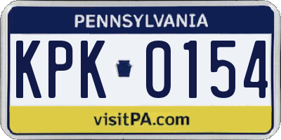 PA license plate KPK0154
